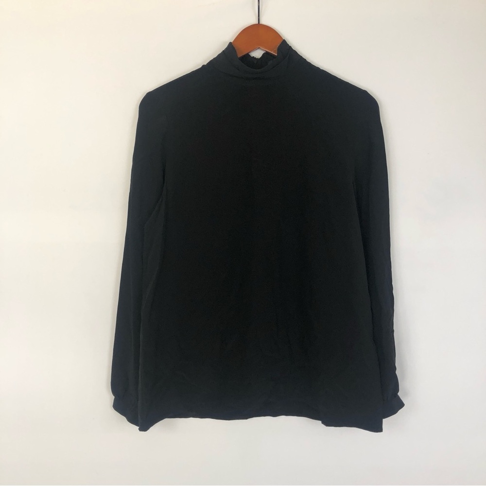 Venessa Seward Silk Turtleneck Long Sleeve Blouse Size EUR 38/‎ US 8 Black